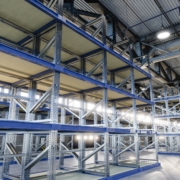 Empty industrial racking as part of warehouse transition plan
