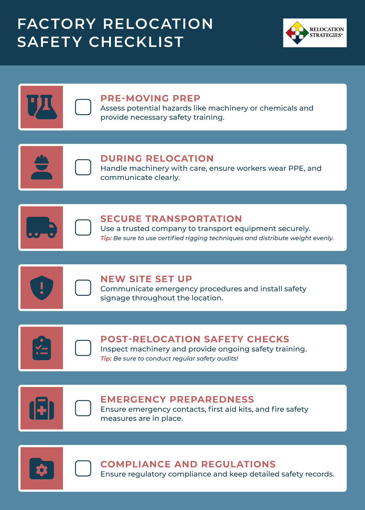 factory relocation checklist for safety 